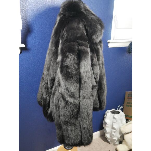 Amazing Designer Mary McFadden Couture Men's Black Fox Fur Coat Jacket - Picture 4 of 6